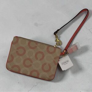 ✨NEW✨ COACH Khaki Tearose Ashley Optic Art Small Wristlet Clutch Wallet